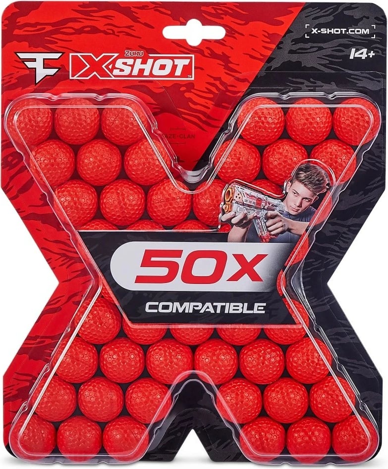 Set toptha shkumës X-Shot ZURU FaZe, 50 copë, të kuq Set toptha shkumës X-Shot ZURU FaZe, 50 copë, të kuq