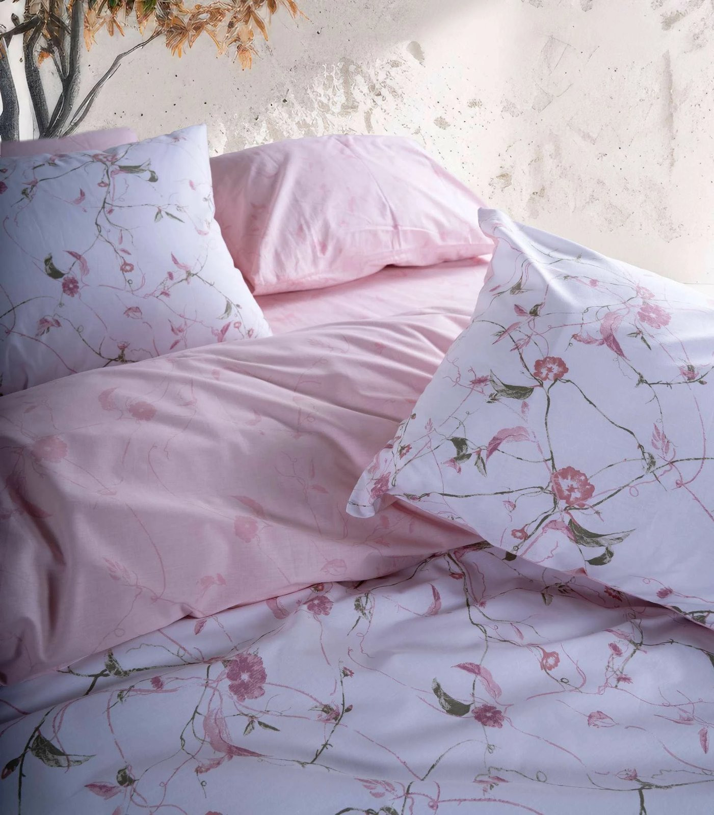 Set mbulesë për jorgan dopio, ngjyrë rozë, L'Essentiel Linge de Maison, Lima