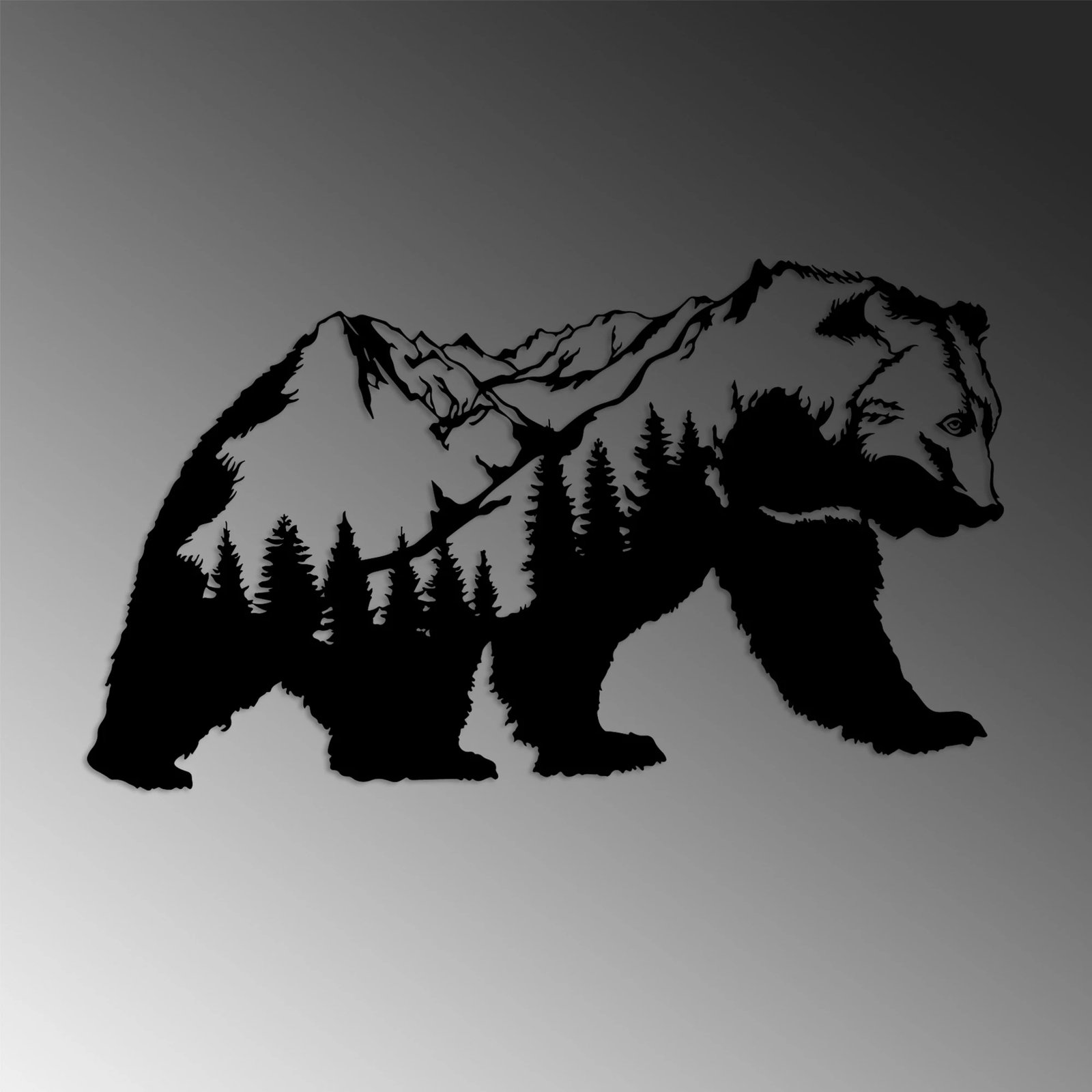 Aksesor dekorativ metalik për mur, Wallity Orso-1, ngjyrë e zezë, 71x41cm