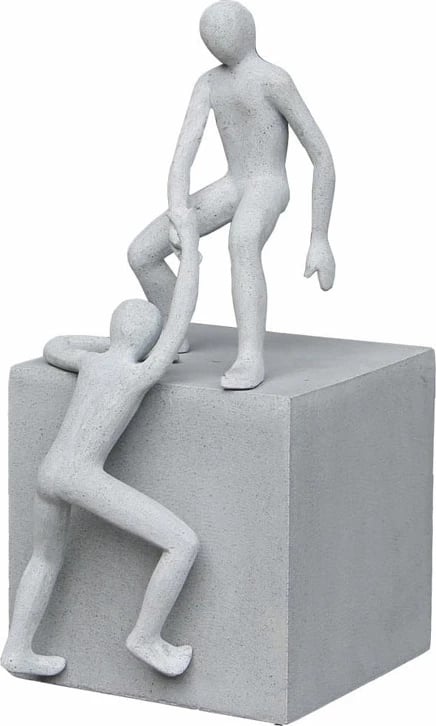 Figurë dekorative Helping Hand Man, gur sintetik, ngjyrë gri, 26x26x52 cm
