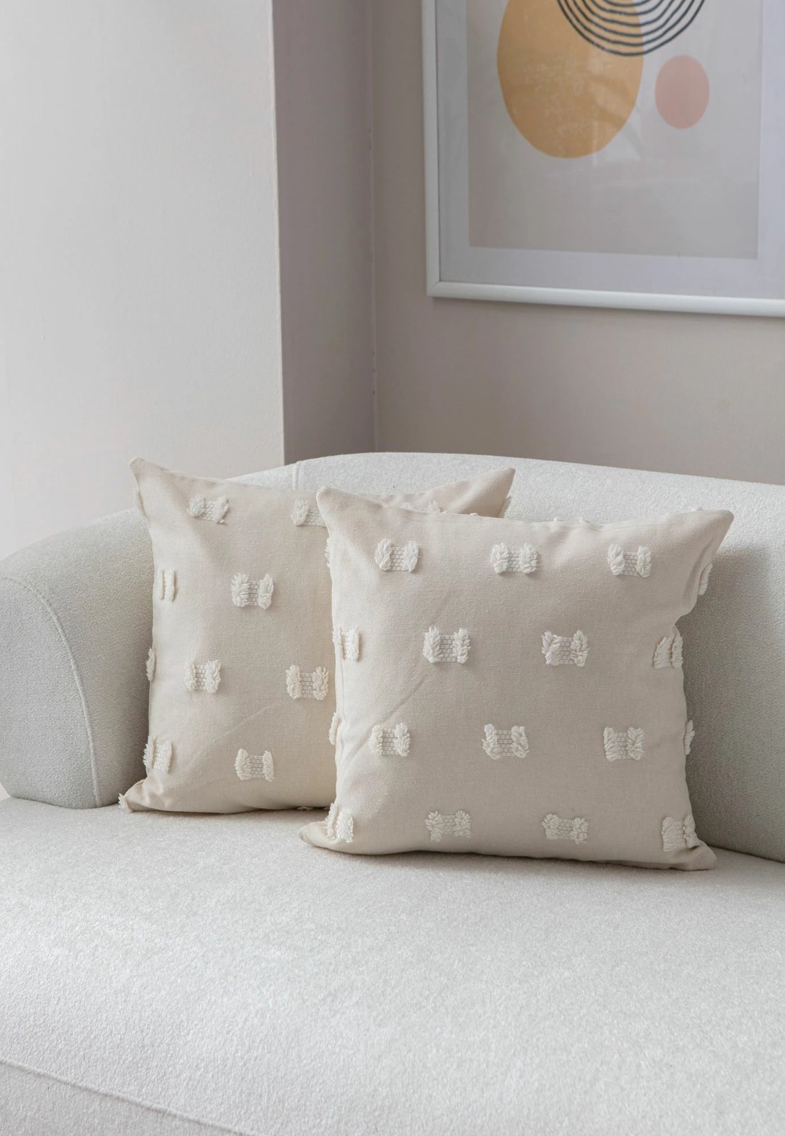 Set mbulesash jastëku (2 copë), Evila Originals, Tuffet, krem v3