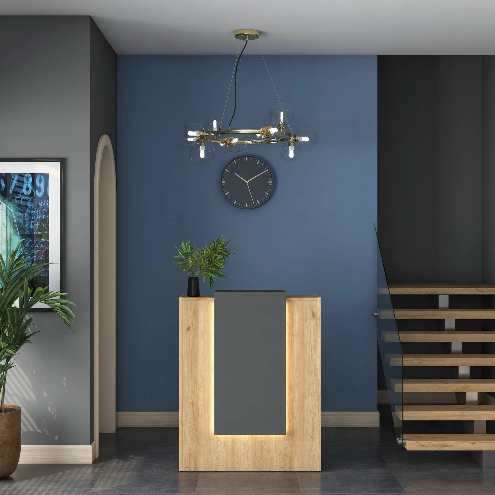 Tavolinë pritjeje Hanah Home, MA101 - 3859, ngjyrë arrë dhe antracit