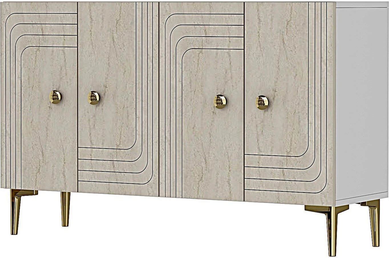 Konsolë Skye Decor Lessi 120, e bardhë, travertin, ar