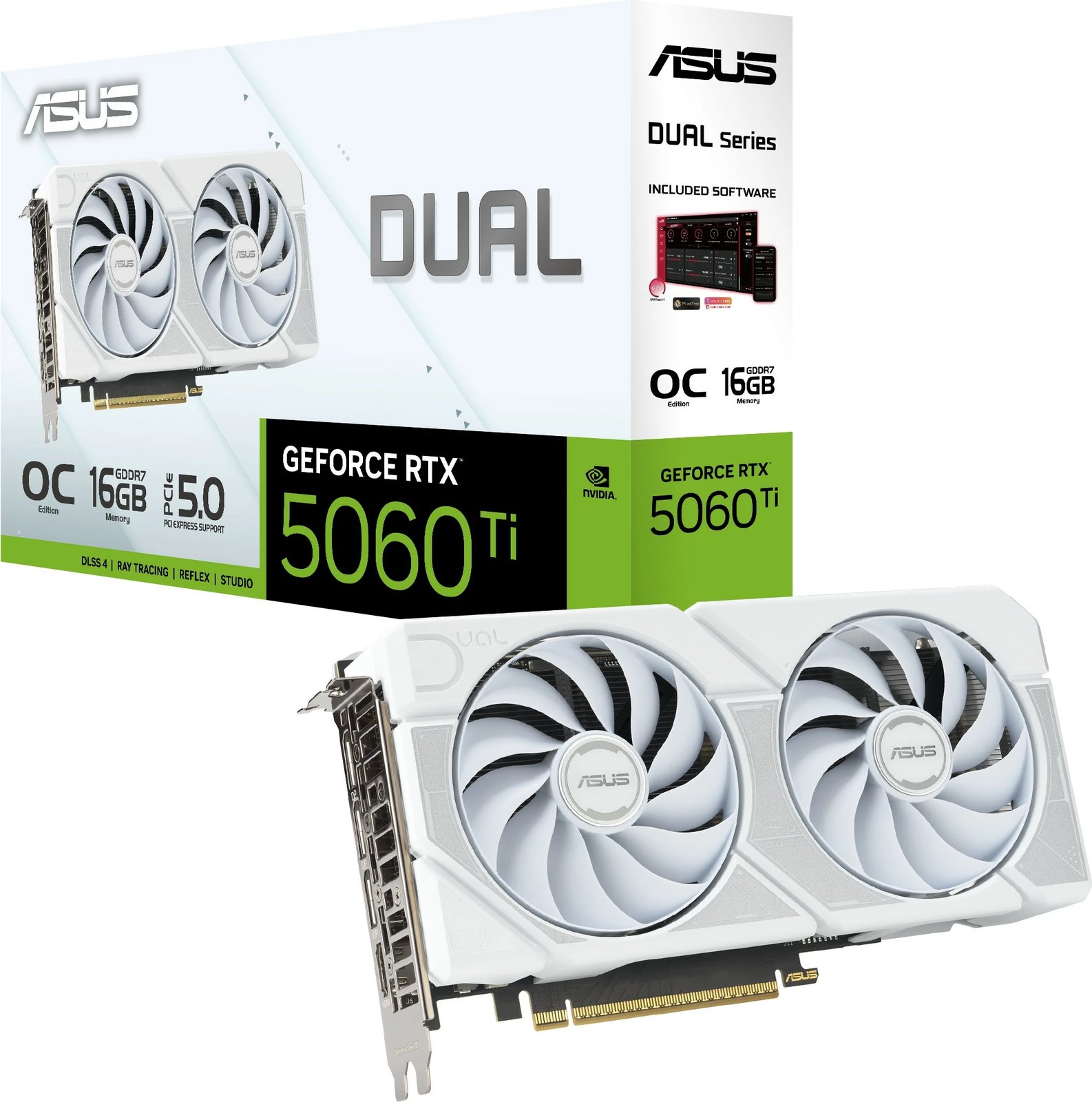 Kartelë grafike ASUS RTX 5060TI 16GB GDDR7 e bardhë