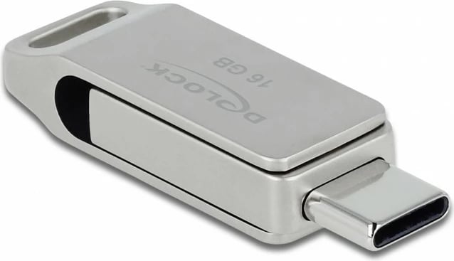 USB stick DeLOCK 16GB, USB 3.2 Gen 1, USB-C + Typ-A, metalik