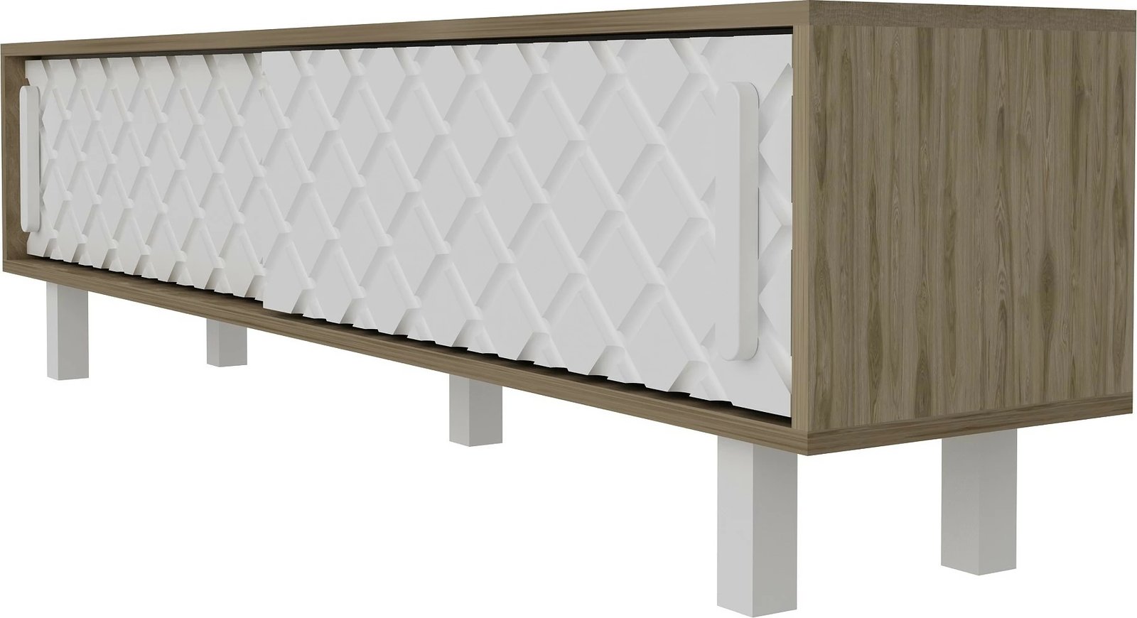 Komodë TV Hanah Home, Rob - Ud, e bardhë, lisi