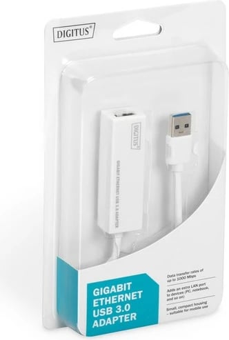 Adapter rrjeti USB 3.0 në Gigabit Ethernet Digitus DN-3023, i bardhë Adapter rrjeti USB 3.0 në Gigabit Ethernet Digitus DN-3023, i bardhë