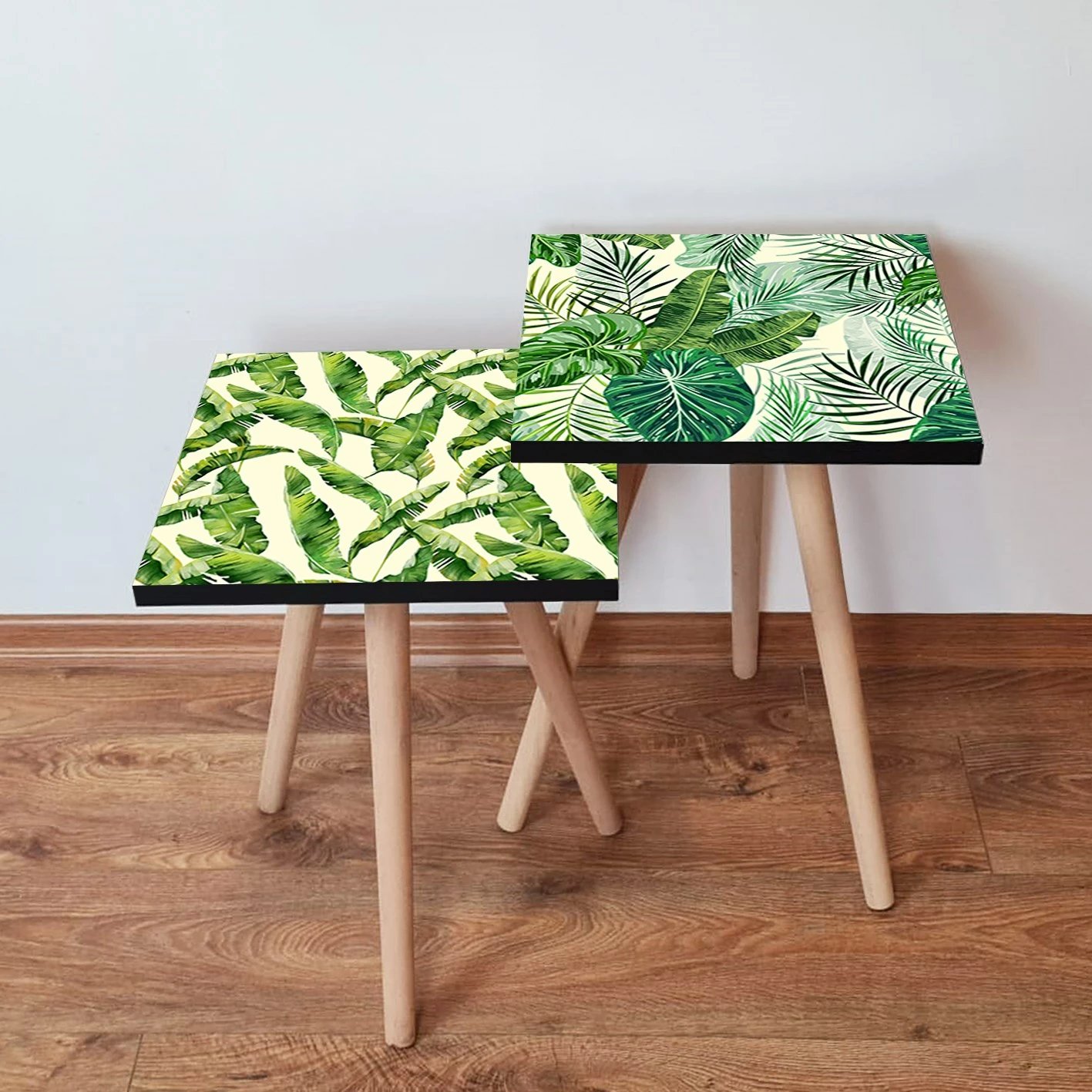 Set tavolinash ndihmëse, dy copë, Skye Decor, jeshile-bardhë, 2Shp498