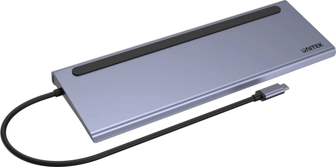 Kasë HUB USB-C Unitek D1022B, 11 porte, 100W PD, Gri