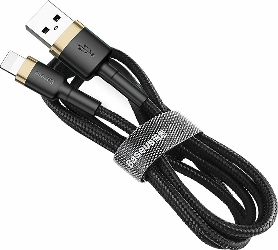 Kabllo Baseus Cafule CALKLF-RV1 USB-A në Lightning, 3m, 2A, QC 3.0, e zezë/artë