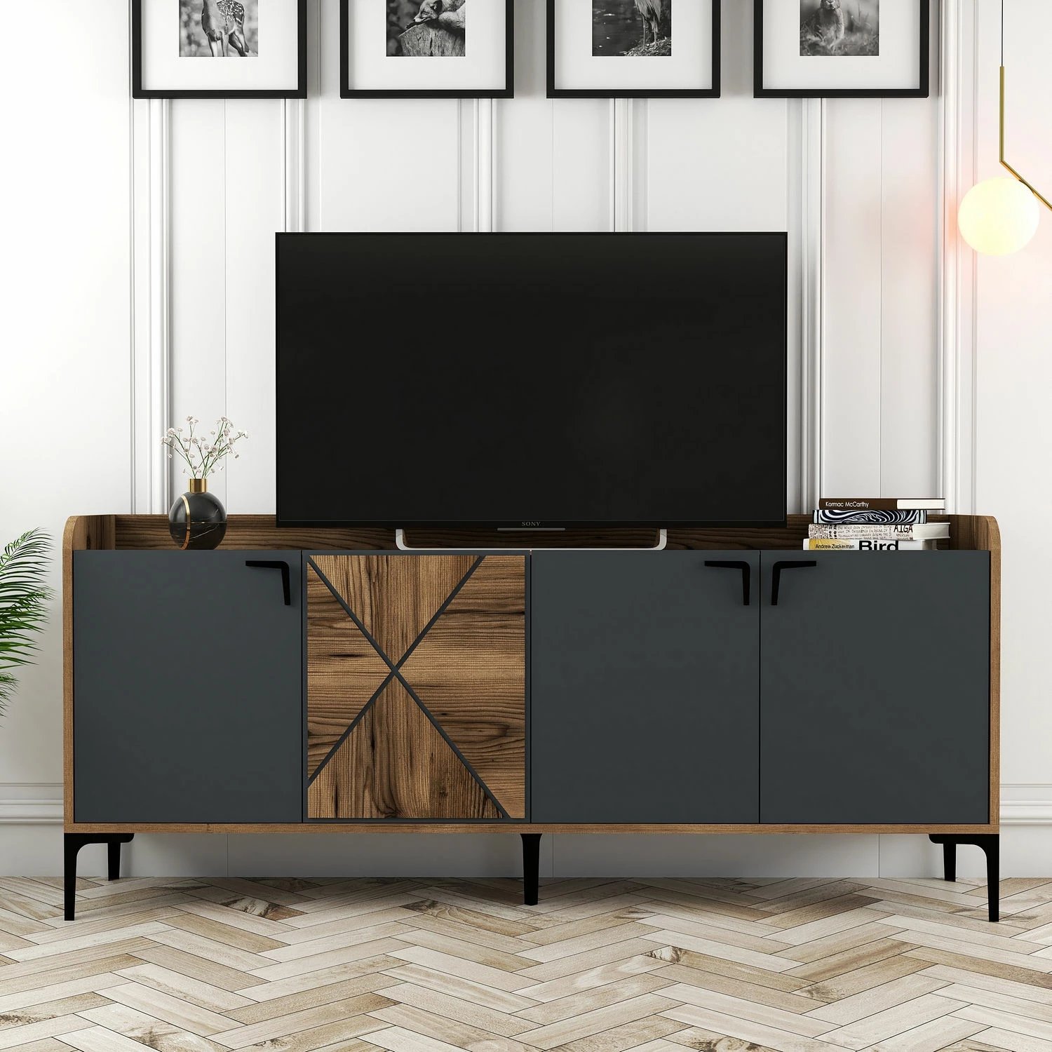 Konsolë Skye Decor, Venedik, ngjyrë arre dhe antracit