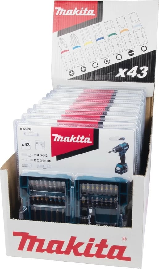 Set bitash Makita B-55697 43 copë, blu