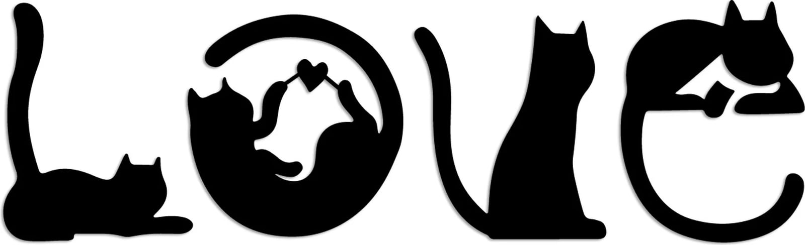 Aksesor dekorativ metalik për mur, mace, Wallity, Cat 11, ngjyrë e zezë, 60x19cm