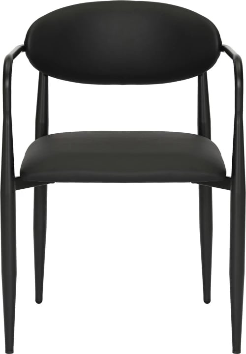 Karrige me krahë Kalone, lëkurë sintetike e zezë, këmbë metalike, 56x55x78cm