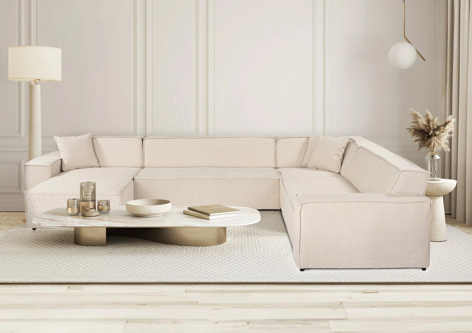 Kënd-sofë Atelier del Sofa, Puzzle Corner (Chl-02-C-2R), bezhë