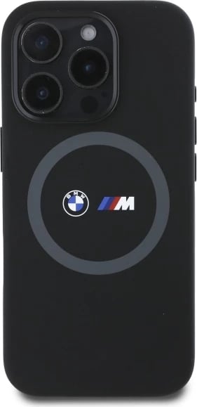 Mbështjellës BMW M për iPhone 16 Pro Max, silikon, MagSafe, zi