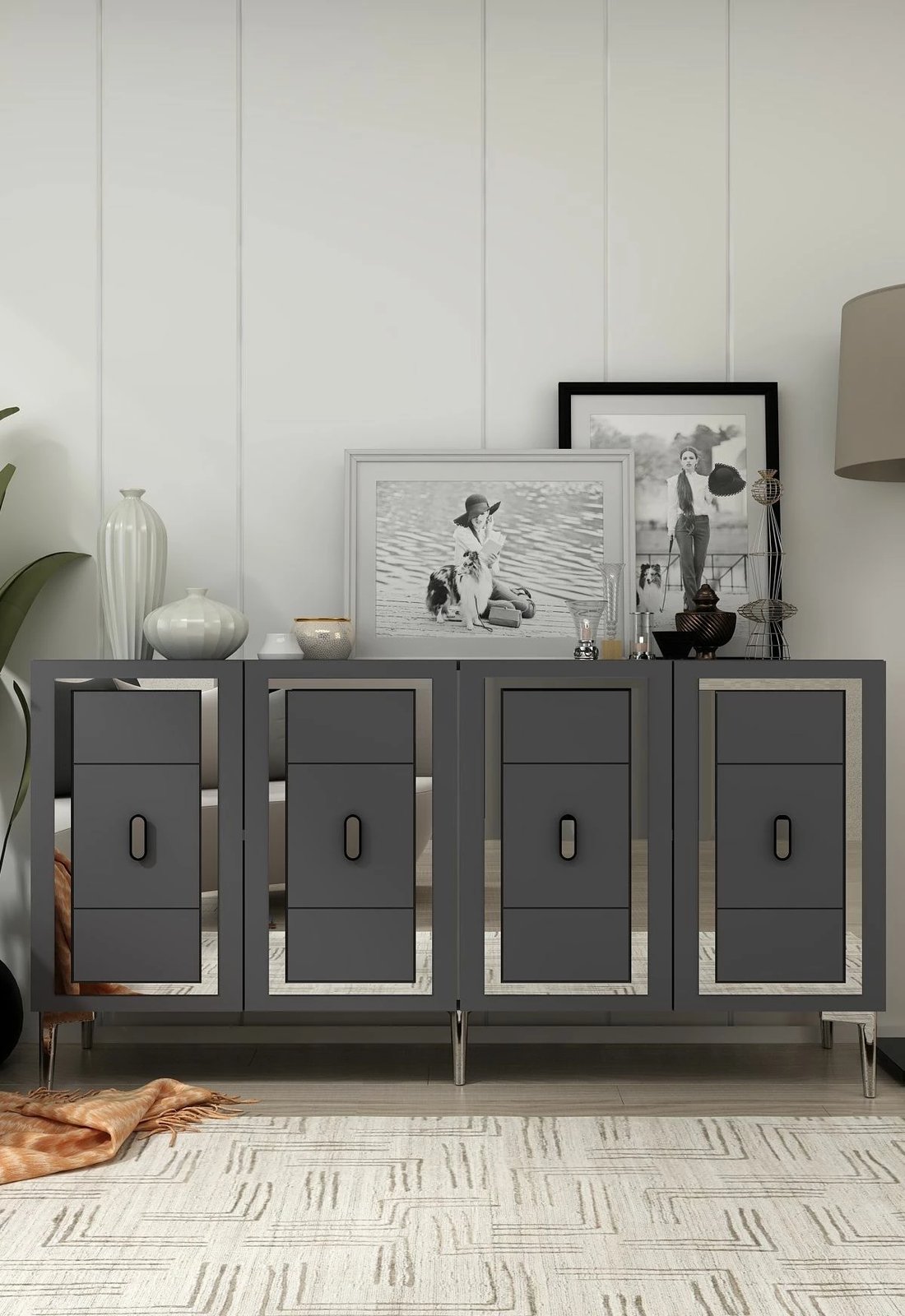 Konsolë Skye Decor, Orion, anthracite, argjend