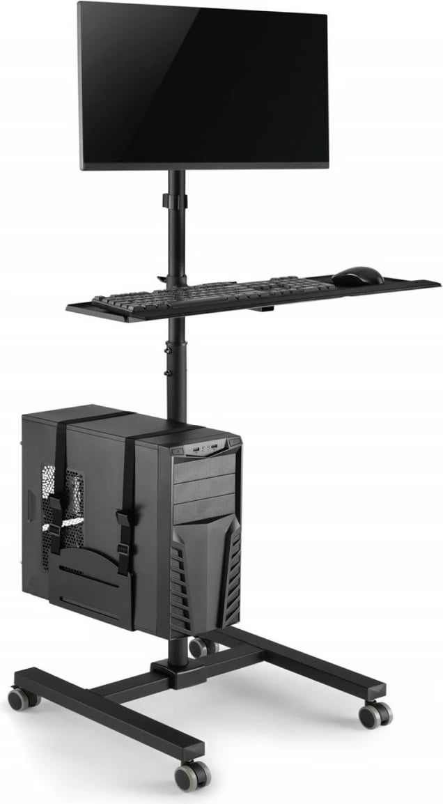 Stendë mobile për monitor dhe kasë Maclean MC-793, 17-32", e zezë