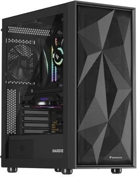 Kasë Natec Genesis Diaxid 605F, Midi Tower, ATX, USB-C, e zezë Kasë Natec Genesis Diaxid 605F, Midi Tower, ATX, USB-C, e zezë