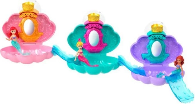 Set lodër Disney Princess The Little Mermaid në guaskë, Mattel JBL34, me kukull sirenë, për vajza