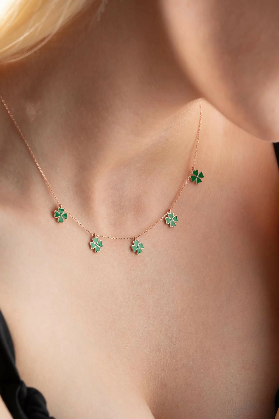 Qafore argjendi Jumeon, ngjyrë rozë ari dhe e gjelbër, NRZ999603