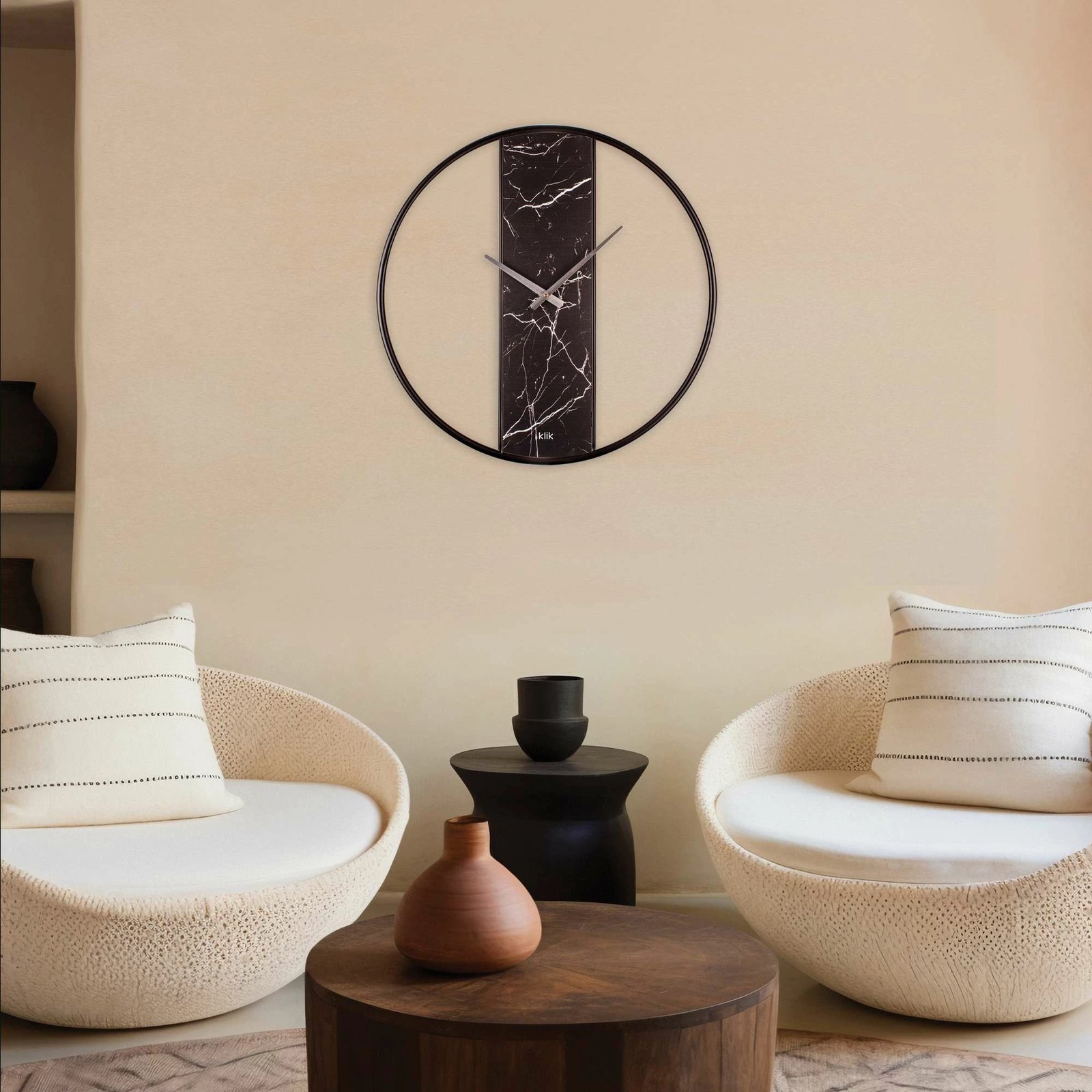 Orë muri dekorative prej metali, Wallity Demre, mermer i zi