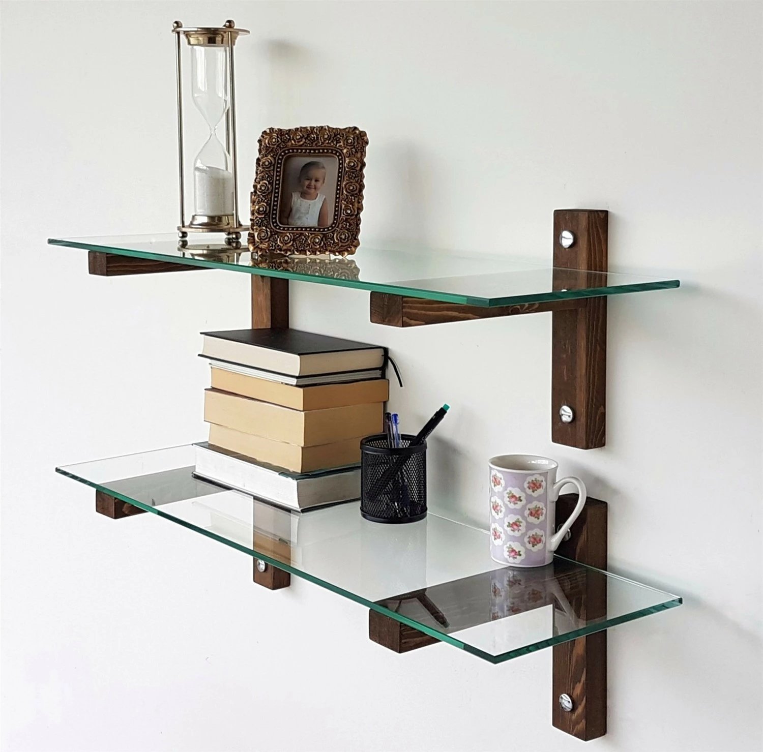 Set për TV, dru pishe, xham i temperuar, ngjyrë arre, Skye Decor, TV105