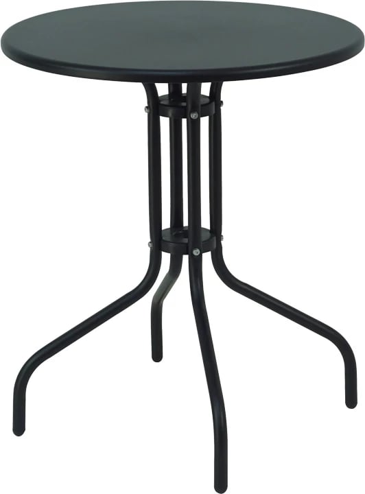 Tavolinë me karrige për terasë Vergo-Obbi, metal i zi, Φ60x70cm