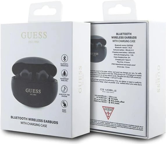 Kufje TWS Guess GUTWST50EK me stacion dokimi, Bluetooth 5.3, e zezë Kufje TWS Guess GUTWST50EK me stacion dokimi, Bluetooth 5.3, e zezë
