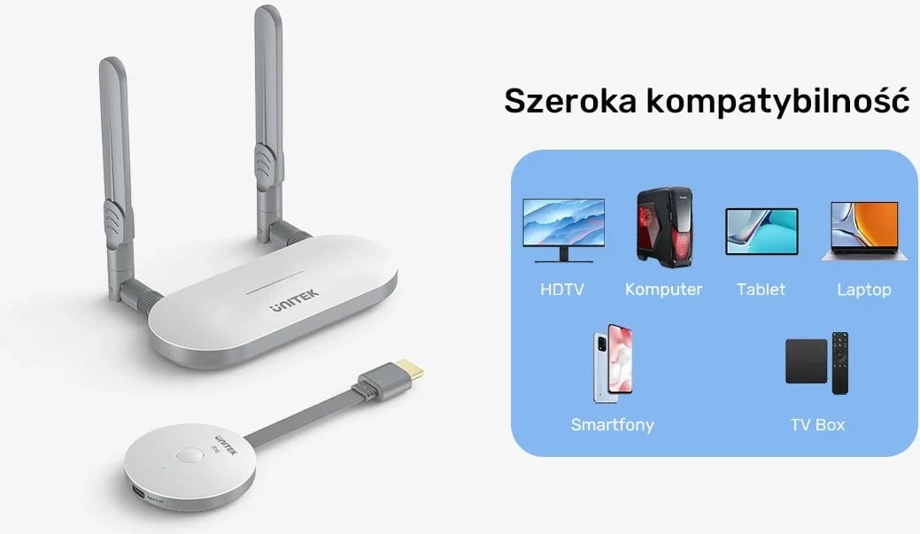 Nadaç HDMI pa tela Unitek, 4K, e bardhë