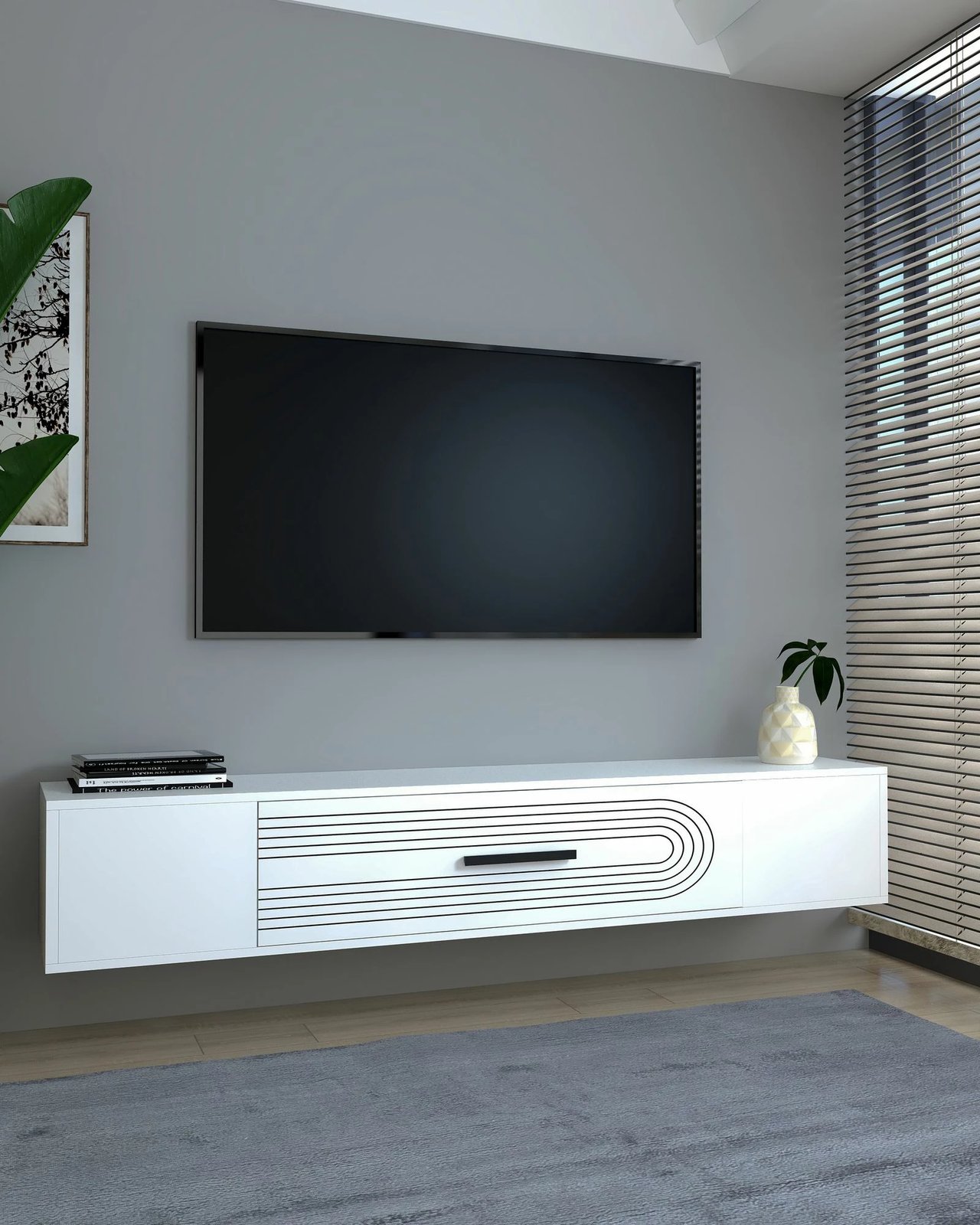 Komodë TV e bardhë, Skye Decor, Kodaks L3