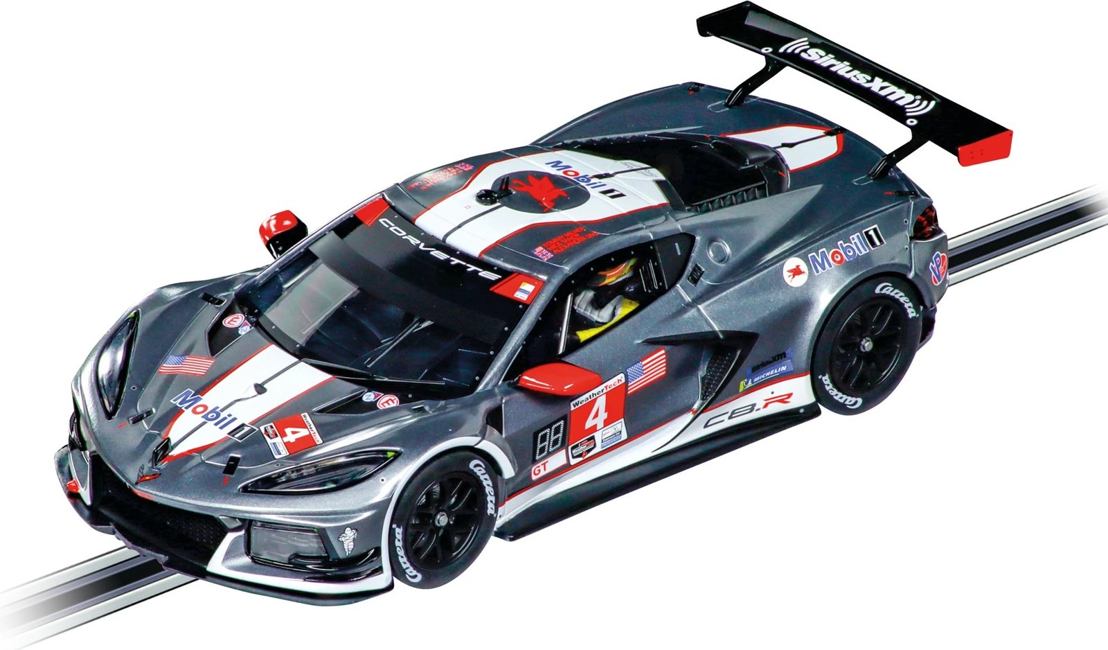 Makina drift Carrera Chevrolet Corvette C8.R "No.4", 1:24, e zezë, gri, e kuqe