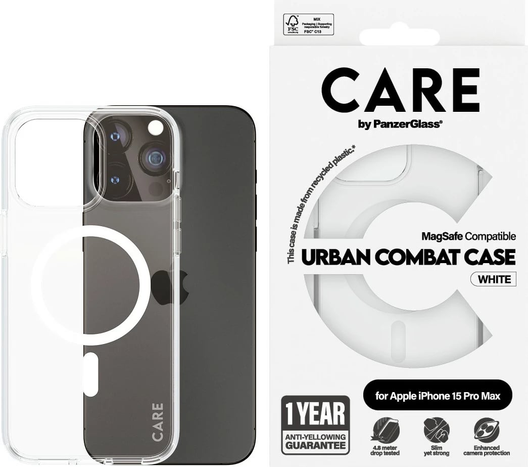 Mbështjellës PanzerGlass CARE Case Flagship, MagSafe, për iPhone 15 Pro Max, transparent