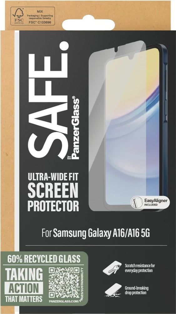 Mbrojtës ekrani PanzerGlass për Samsung A16/A16 5G, transparent