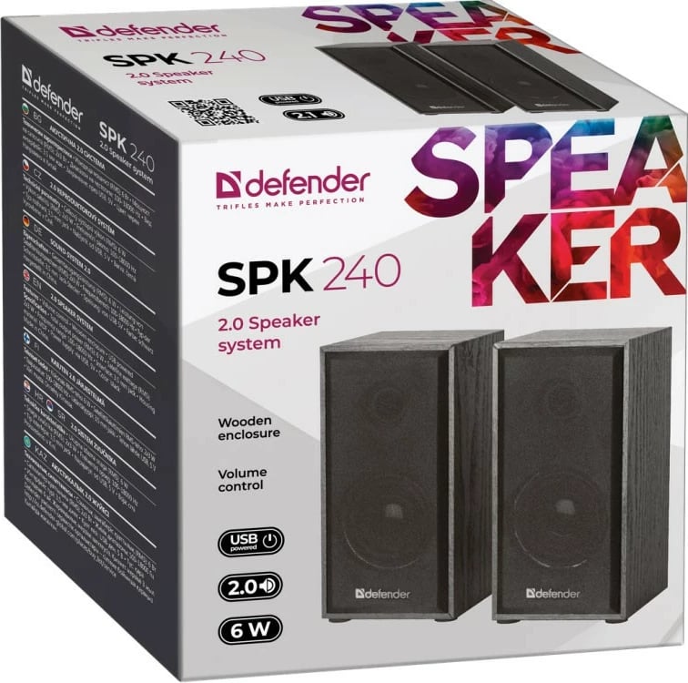 Kasë altoparlantësh Defender SPK-240, 2.0, 6W, USB, E zezë