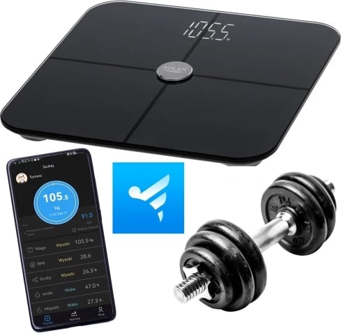 Peshore trupore smart, Adler AD 8187, kapacitet 180 kg, 12 parametra me aplikacion FitGo, platformë xhami 28x28 cm, ekran LED, e zezë Peshore trupore smart, Adler AD 8187, kapacitet 180 kg, 12 parametra me aplikacion FitGo, platformë xhami 28x28 cm, ekran LED, e zezë