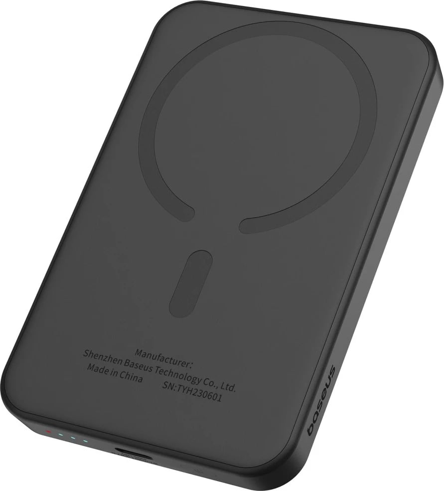 Power bank Baseus Magnetic Mini 5000mAh, 20W, USB-C, me kabllo, e zezë