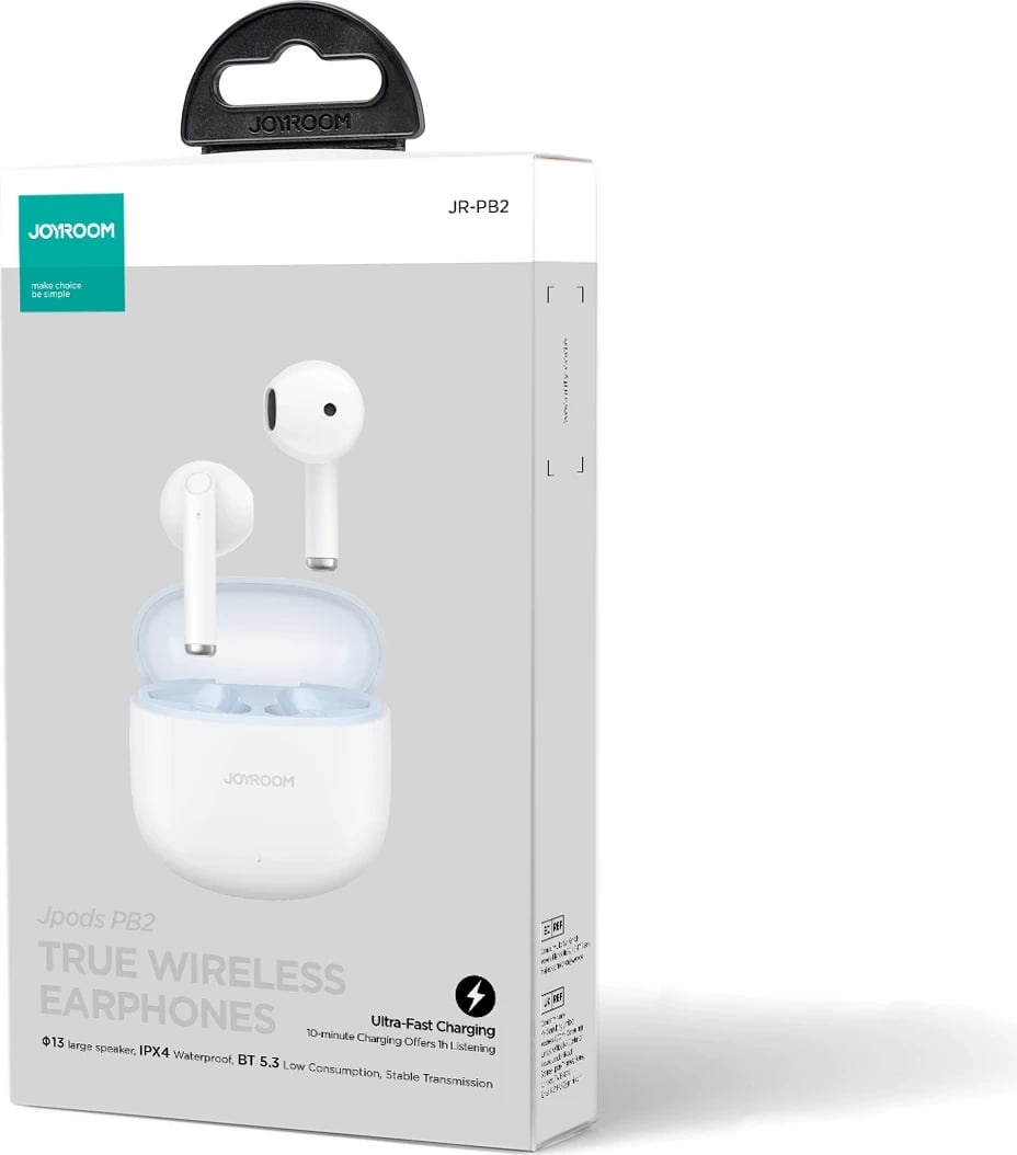 Kufje wireless TWS Joyroom Jpods Series JR-PB2, Bluetooth 5.3, IPX4, Bardhë