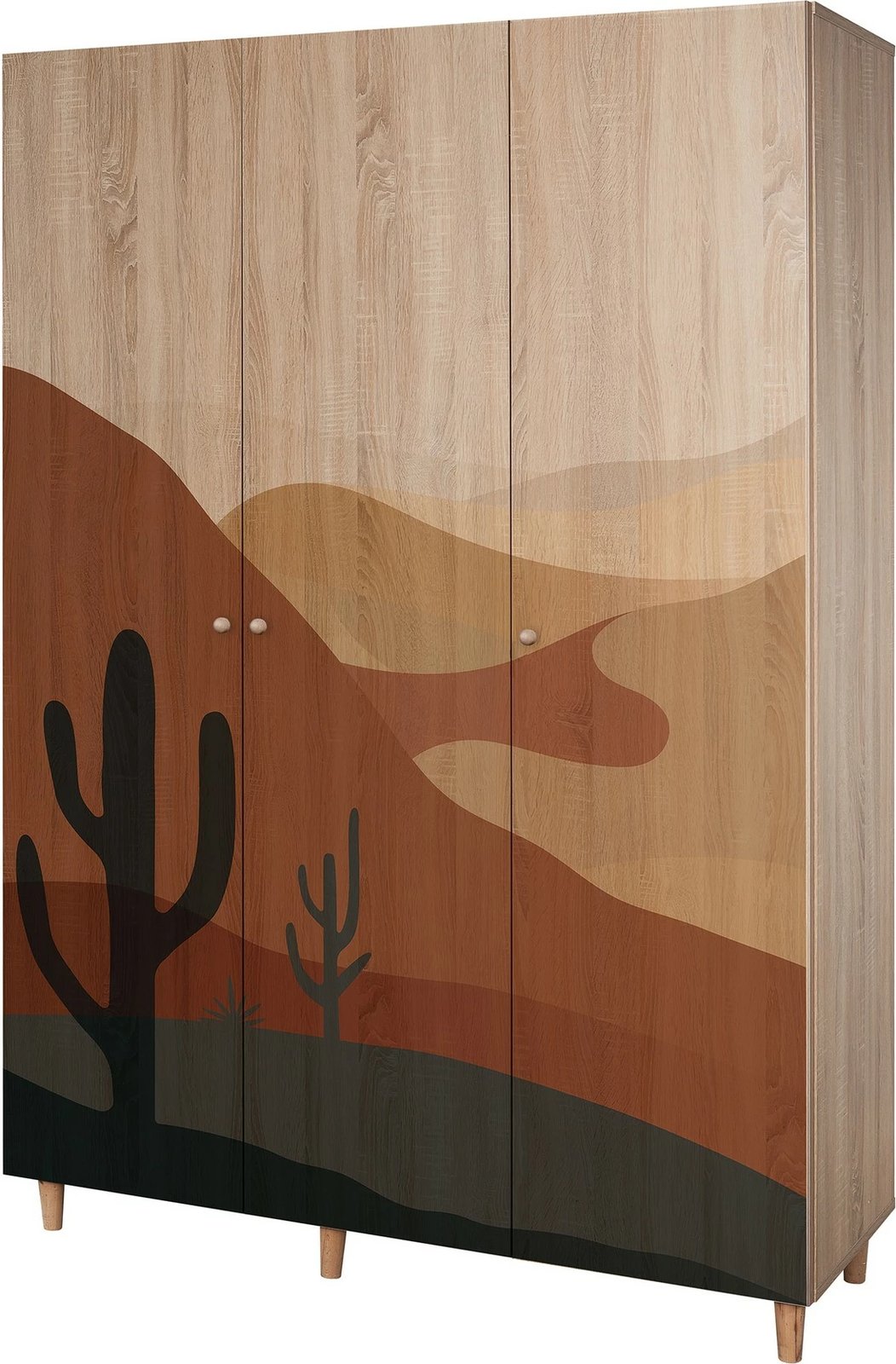 Dollap Lena 3, Skye Decor, ngjyrë sonomo, 135x192x52cm