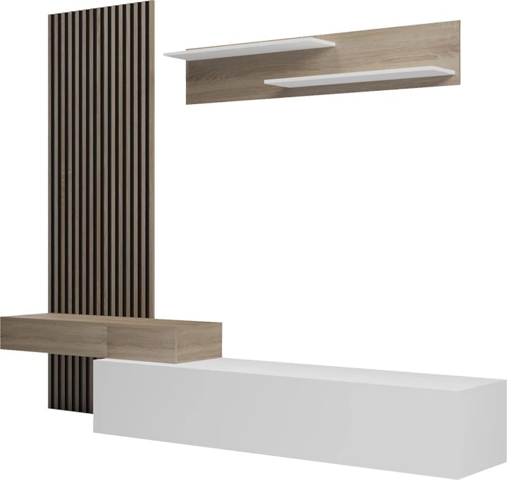 Set për dhomë dite Litende, ngjyrë e bardhë-sonoma, 249.4x42.2x199.5cm