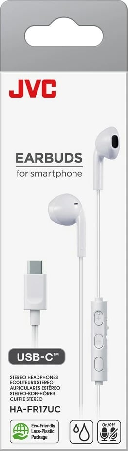 Kufje JVC HA-FR17UC, USB Type-C, me kabllo, Bardhë