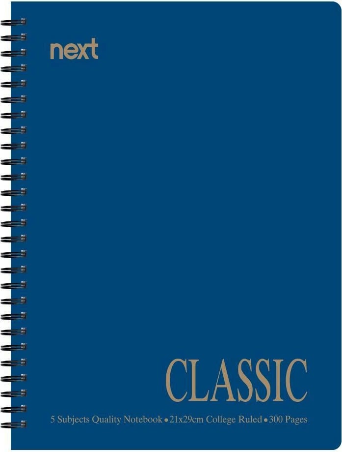 Fletore spirale NEXT Classic 5 lëndë, 300 faqe, Blu