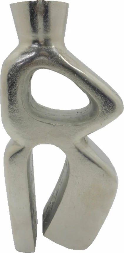 Vazo moderne, alumin, ngjyrë argjendi-nikel, 16x7x38cm