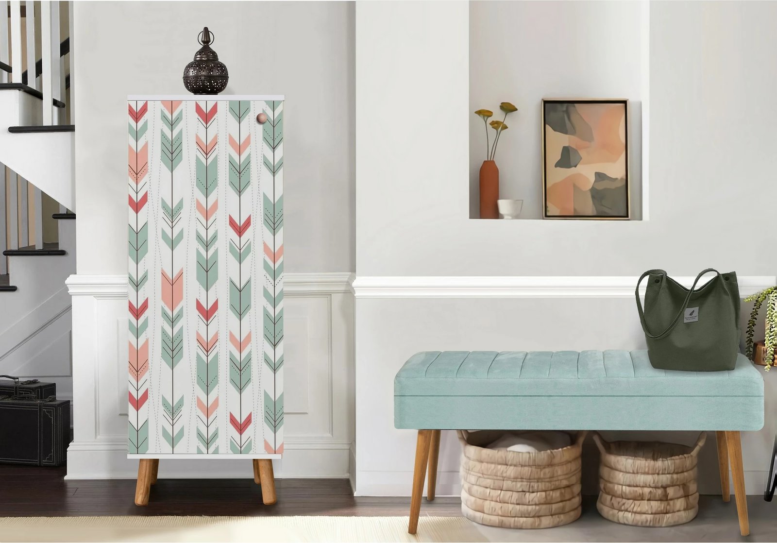 Set mobiljesh për korridor, ngjyrë e bardhë dhe jeshile deti, Skye Decor, 943-0400