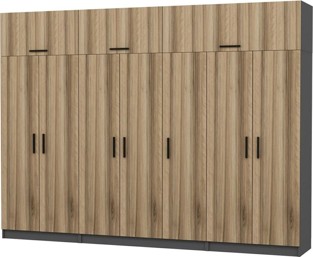 Dollap i madh Skye Decor, ngjyrë arre dhe antracit, 315x235x52cm, 13 pjesë