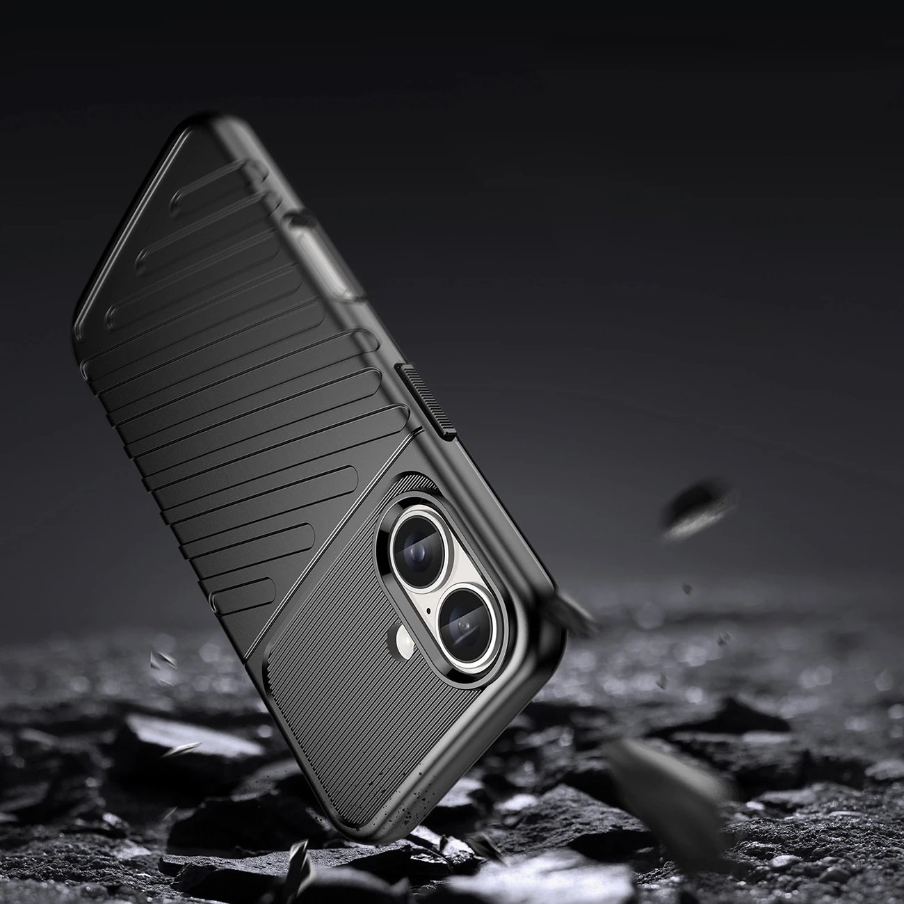 Mbështjellës Hurtel Thunder Case për iPhone 16 Plus, TPU, i zi