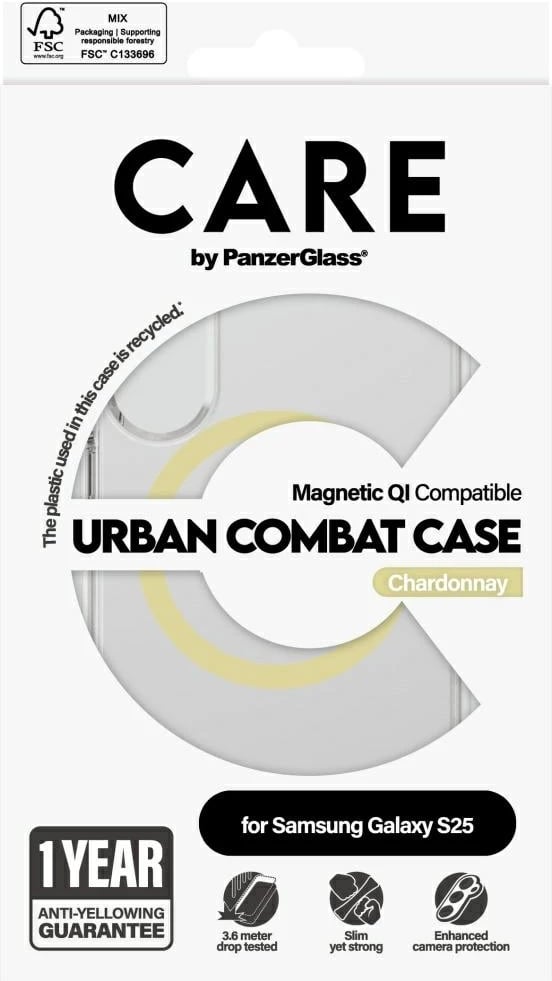 Mbështjellës PanzerGlass CARE Urban Combat Chardonnay për Samsung Galaxy S25, Transparent