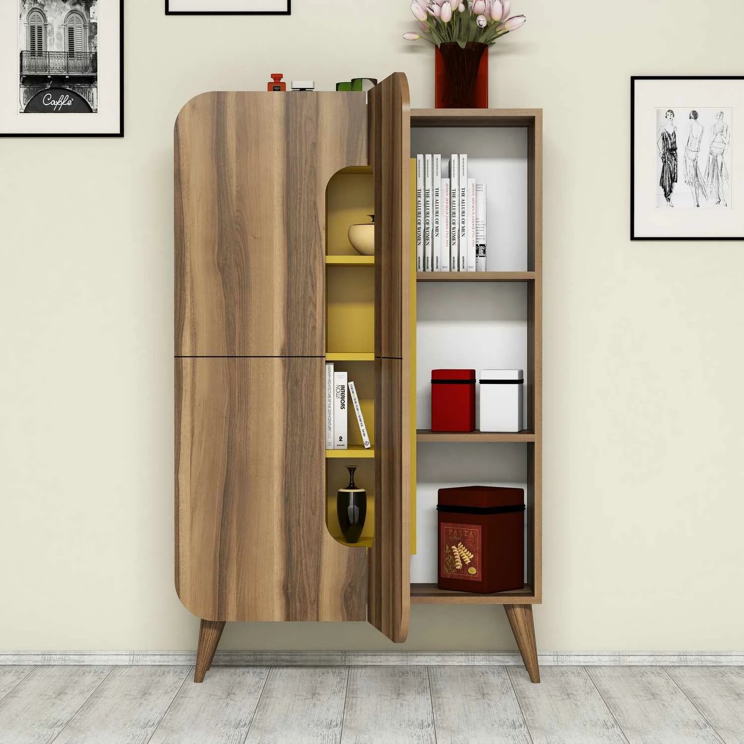 Dollap multifunksional Hanah Home, ngjyrë arre dhe e verdhë, Mine