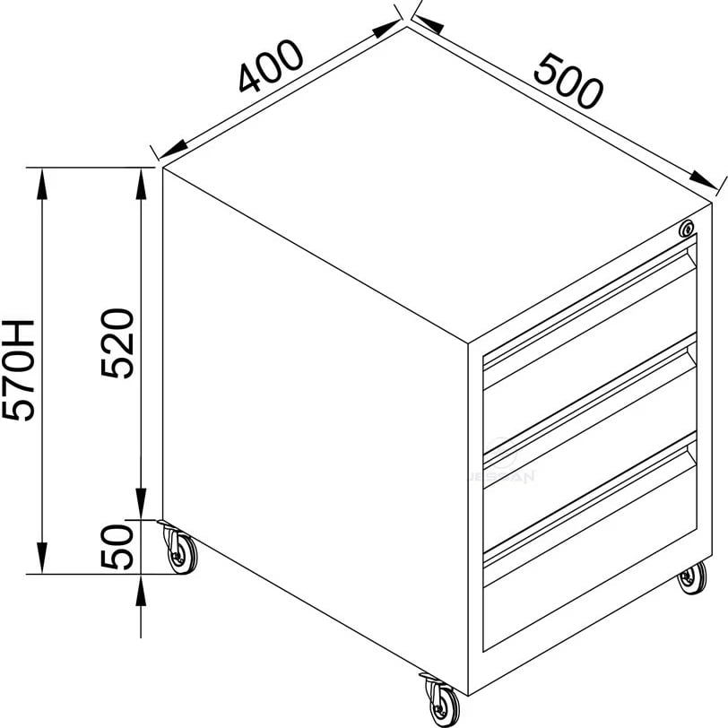Dollap për ruajtje me 3 sirtarë, ngjyrë e zezë, Skye Decor, Js1019Sı