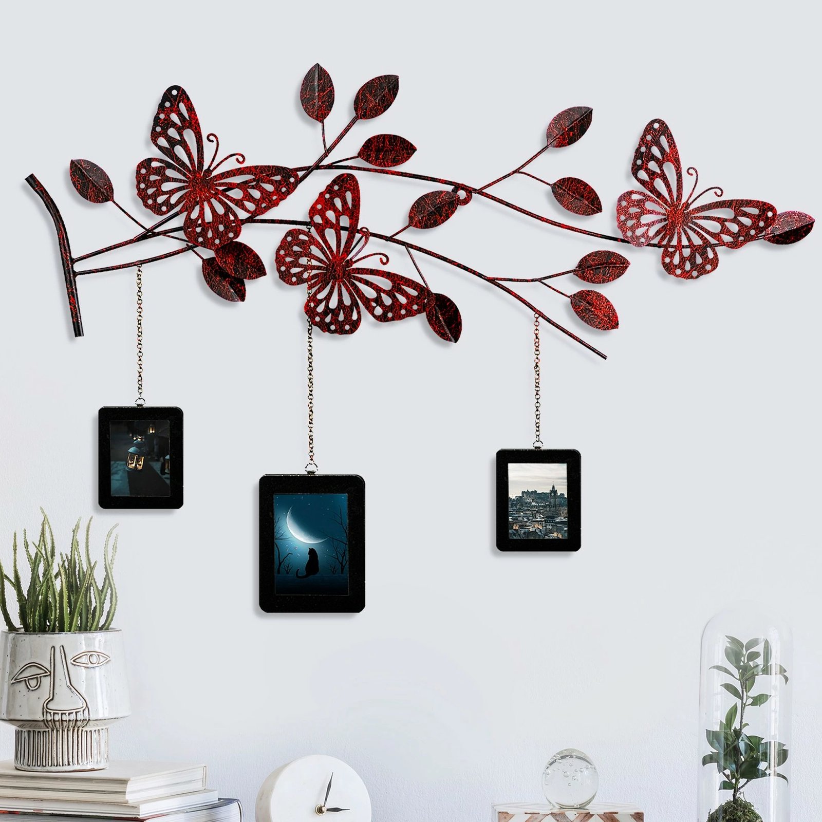 Aksesor dekorativ metalik për mur, Wallity Dalvere 1, shumëngjyrësh, 93x65x4cm